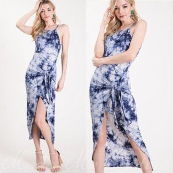NAVY TIE DYE DRESS - Picture 1 of 3